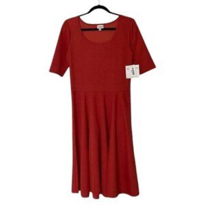 NEW w/flaws Lularoe Nicole Dress L12 14 textured burnt orange solid color NWT